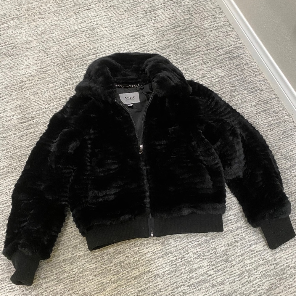ABS By Allen Schwartz Silver Label Faux Fur Bomber